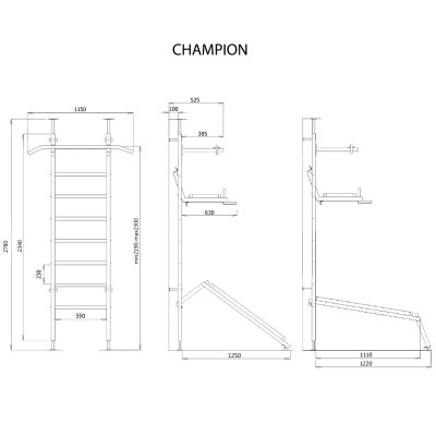 Benchbark Wall Bars Champion 5