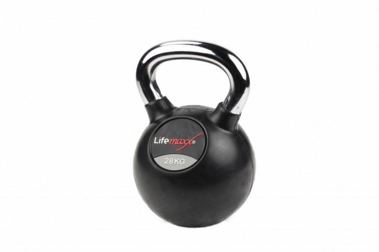 Lifemaxx Rubberen Kettlebell Chromed Handvat lifemaxx kopen in de aanbieding