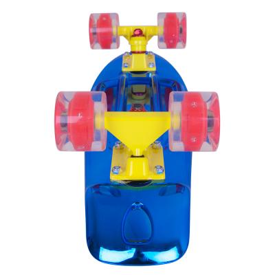 Worker penny board chrome blauw mirra met lichtgevende wielen (22 inch) 1