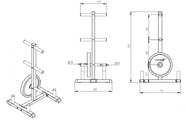 Bumper plate and barbbells rack 3