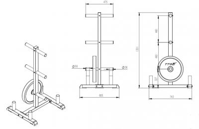 Bumper plate and barbbells rack 3