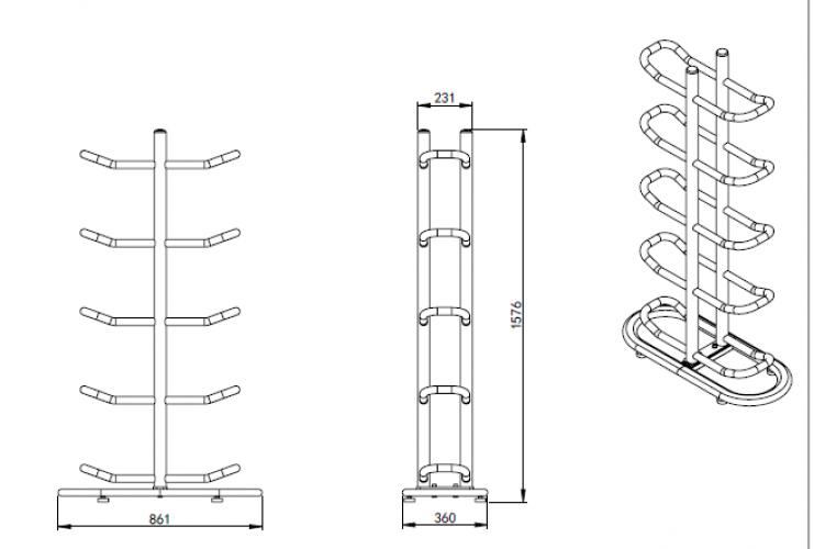 RawFitness opbergrek voor medicijnballen 1