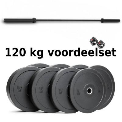 120 kg bumper pates incl Strongman Olympic barbell 