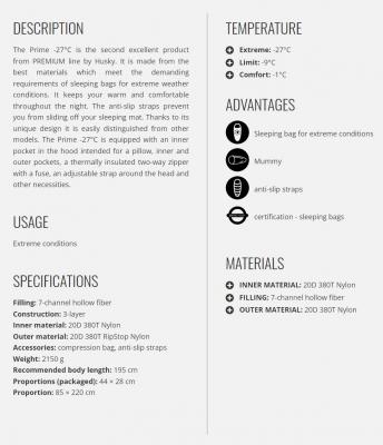 Slaapzak HUSKY Prime -27°C 3