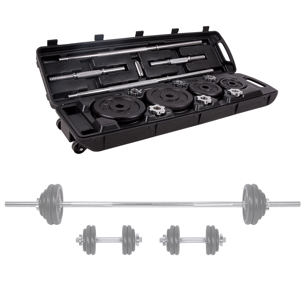 Barbell en Dumbbell Set met koffer 50 kg