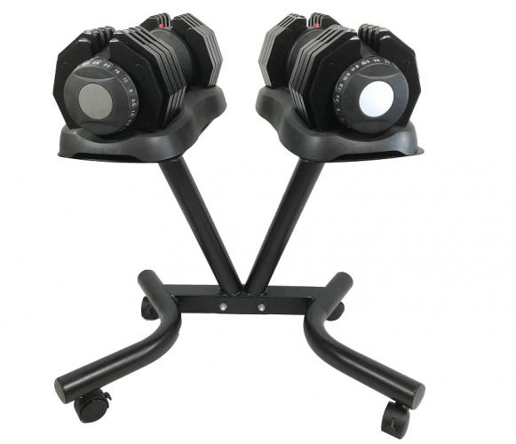 2 x Duo-tech dumbbells 25 kg + stand 2