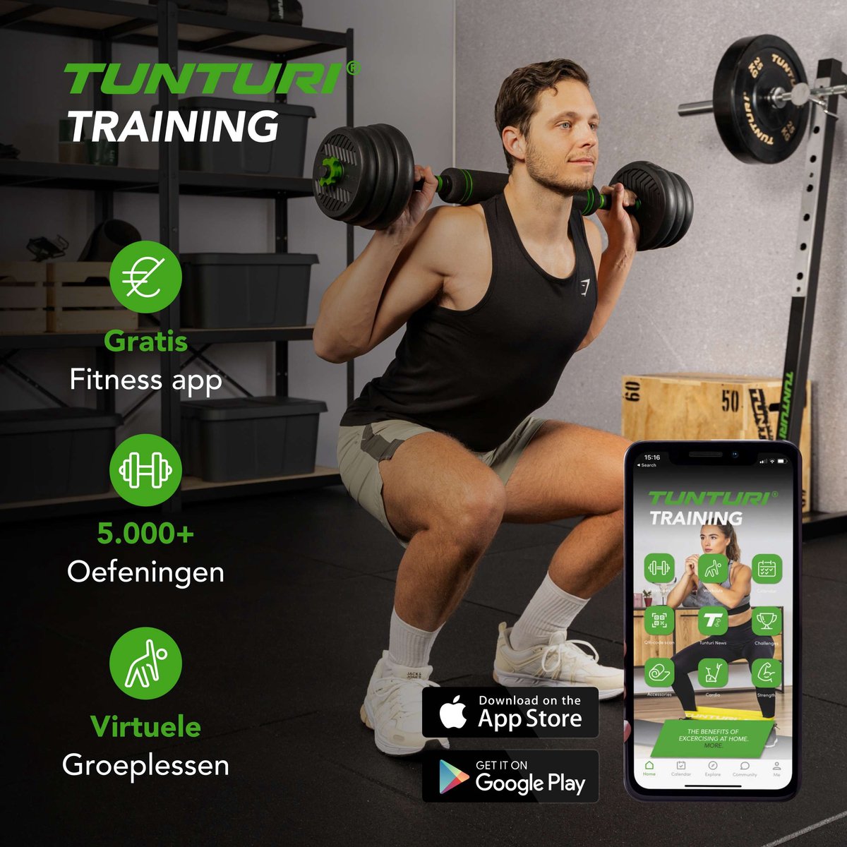 Tunturi dumbbell set 28 kg 2