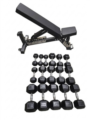 Kraftstation – Verstellbare Hantelbank, 220kg Hex-Hanteln & 3-stufiges Rack 2