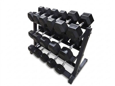 Kraftstation – Verstellbare Hantelbank, 220kg Hex-Hanteln & 3-stufiges Rack 3