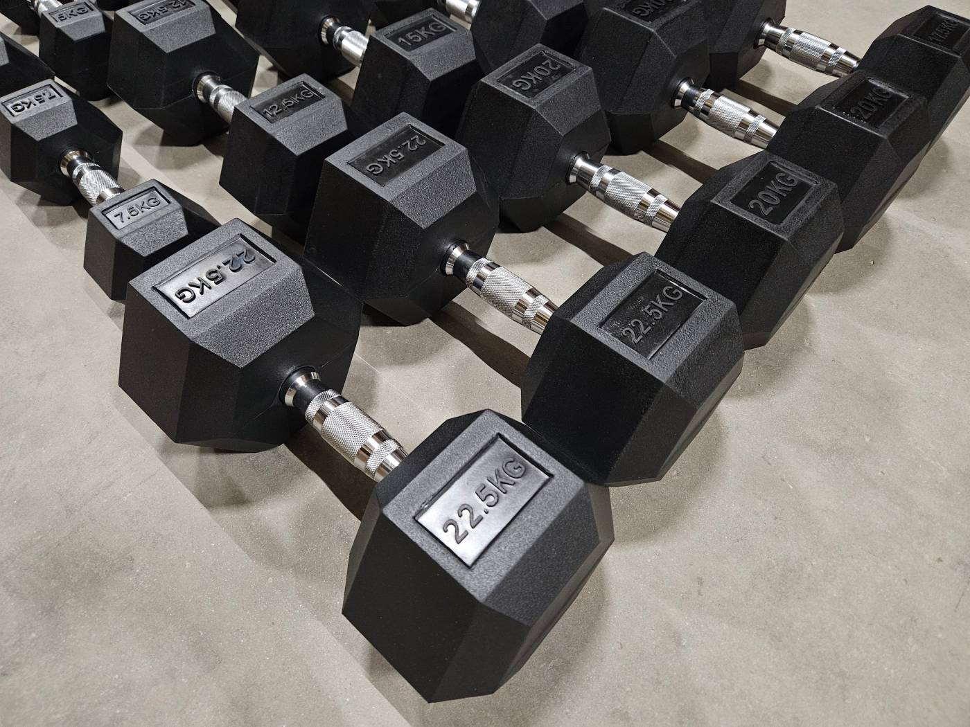 Kraftstation – Verstellbare Hantelbank, 220kg Hex-Hanteln & 3-stufiges Rack 9