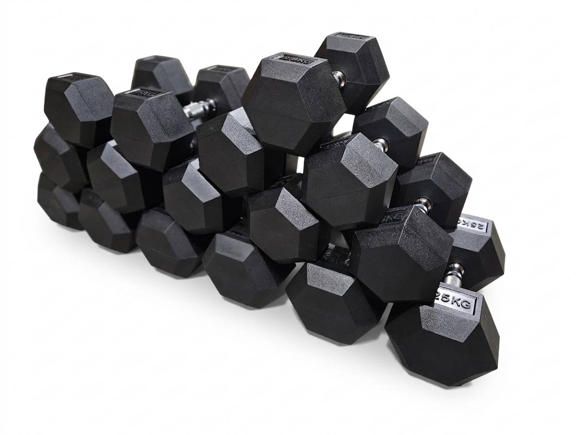 Kraftstation – Verstellbare Hantelbank, 220kg Hex-Hanteln & 3-stufiges Rack 7