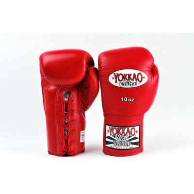 Yokkao boxing glove competition leather with laces red